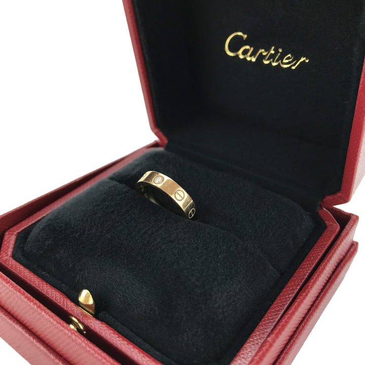 CARTIER Love Ring Wedding Band with 1 Diamond 18k Pink Gold - Dearluxe.com