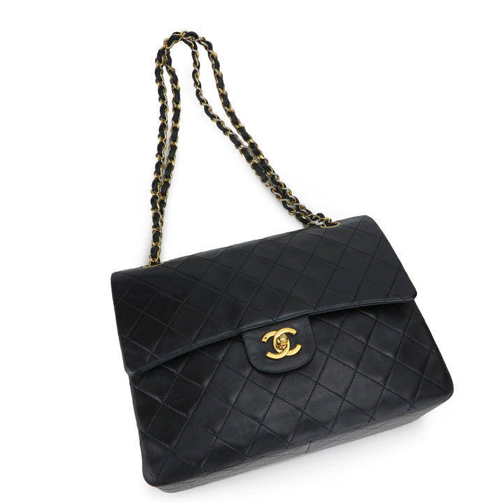 CHANEL Medium Vintage Classic Square Double Flap Bag in Black Lambskin –  Dearluxe