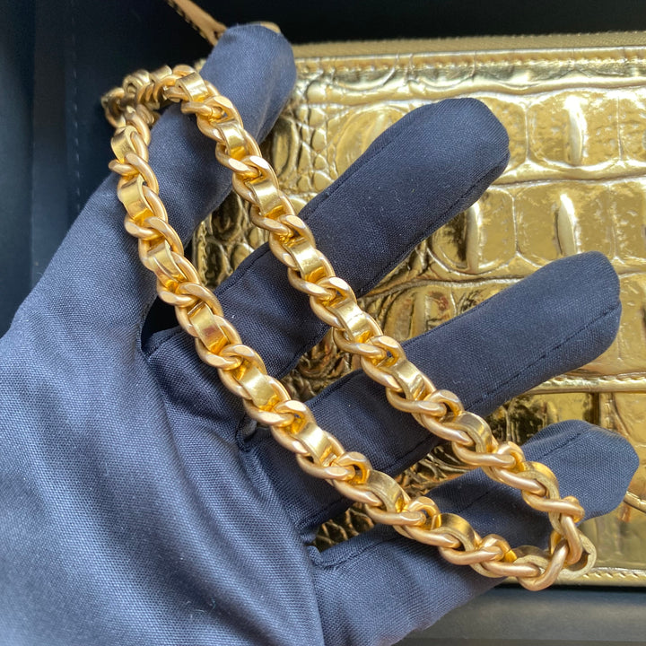 Chanel 19A Egyptian Gold Crocodile Print Rectangular Mini Flap Bag GHW –  Boutique Patina