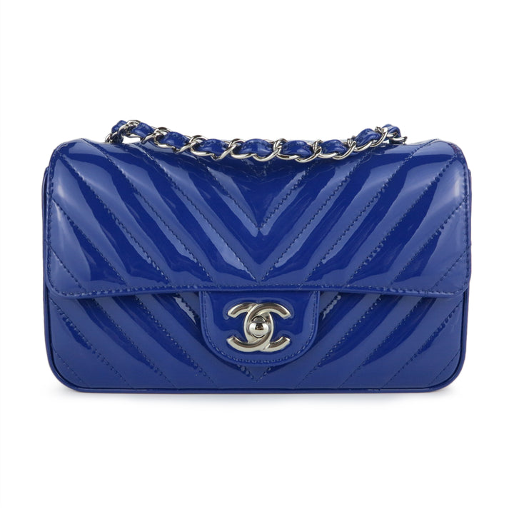 CHANEL Mini Rectangular Flap Bag in Cobalt Blue Patent - Dearluxe.com
