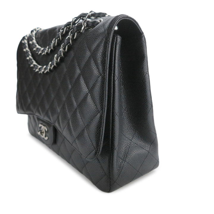 CHANEL Maxi Jumbo Classic Single Flap Bag in Black Caviar - Dearluxe.com