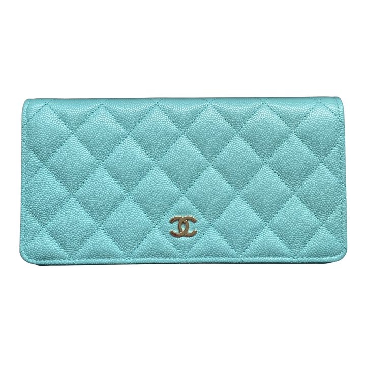 CHANEL Classic Long Bifold Wallet in 19C Tiffany Blue Caviar | Dearluxe.com