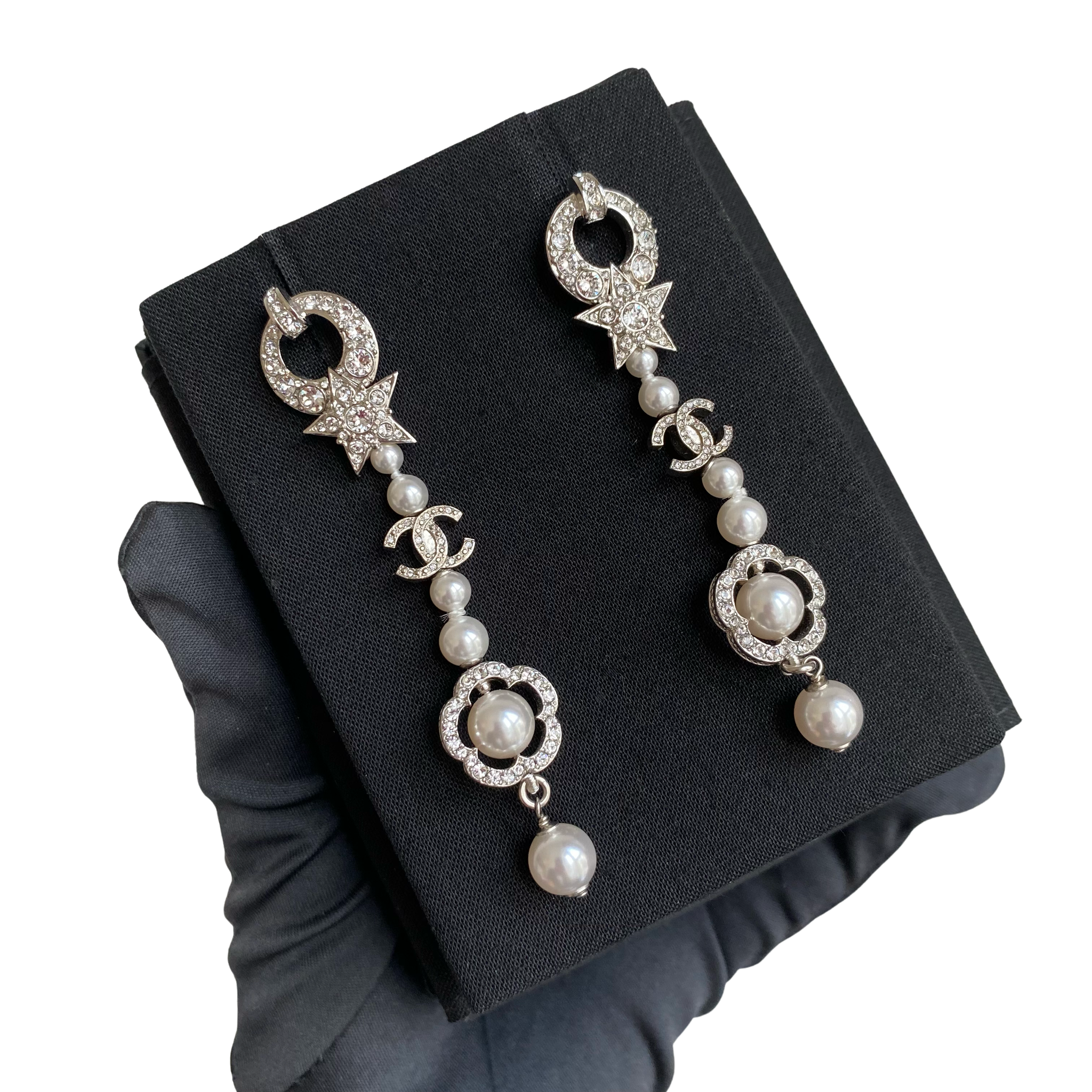 CHANEL Classic CC Dangle Drop Pearl Earrings  eBay