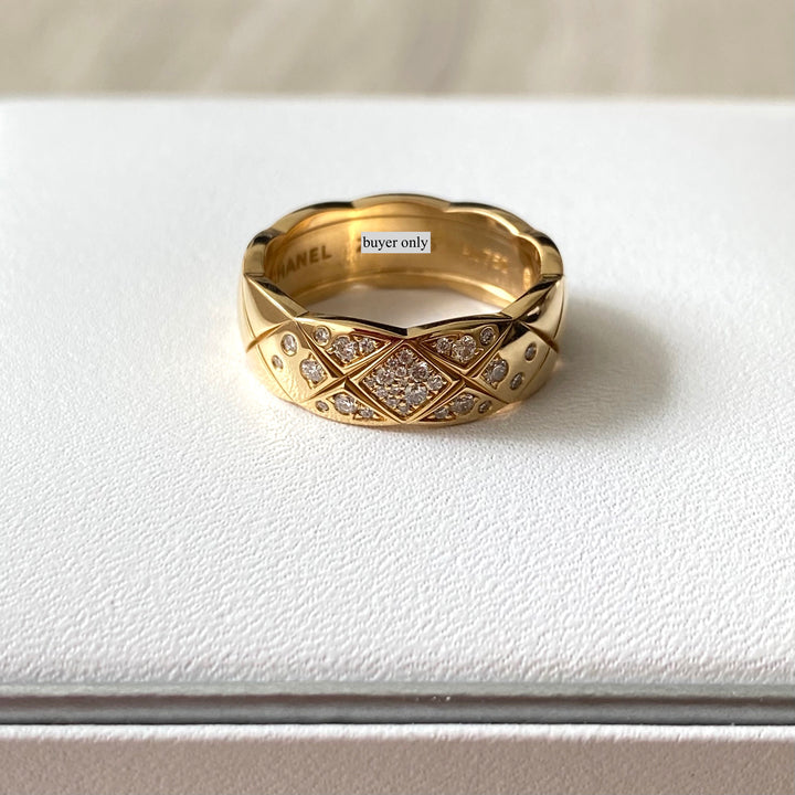 Chanel Coco Crush Diamond Ring 18K Yellow Gold Sz 53 | Dearluxe
