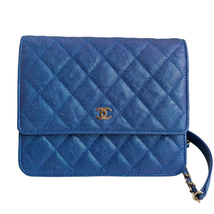 CHANEL Square Wallet On Chain WOC in 19S Iridescent Blue Caviar - Dearluxe.com