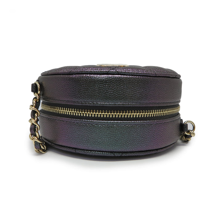 CHANEL Round Clutch On Chain in Iridescent Black Caviar - Dearluxe.com