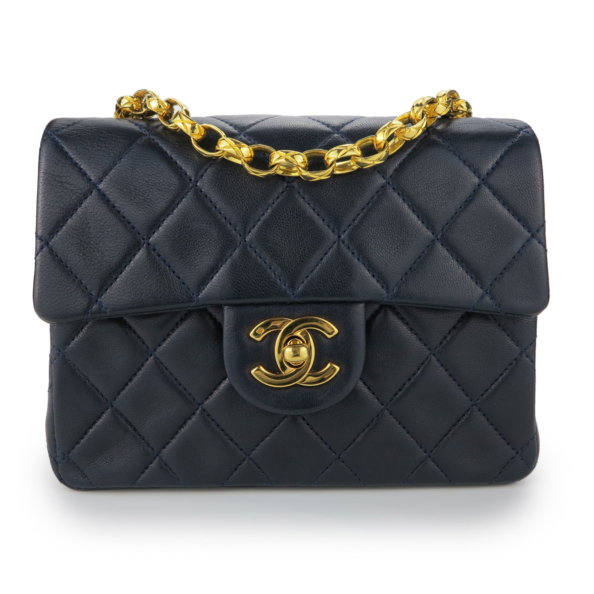 Chanel Classic Vintage Black Small Square Lambskin Single Flap Bag  Luxury  Reborn