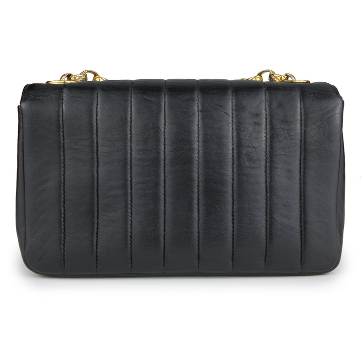 CHANEL Vintage Border Quilted Rectangular Mini Flap Black Lambskin - Dearluxe.com