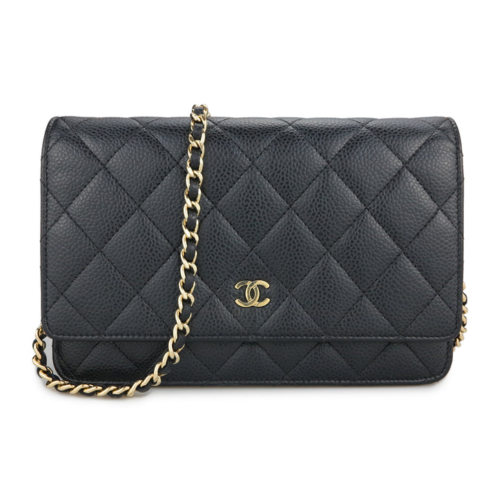 Vintage and Musthaves. Chanel black WOC wallet on chain bag, caviar GHW  VM221099