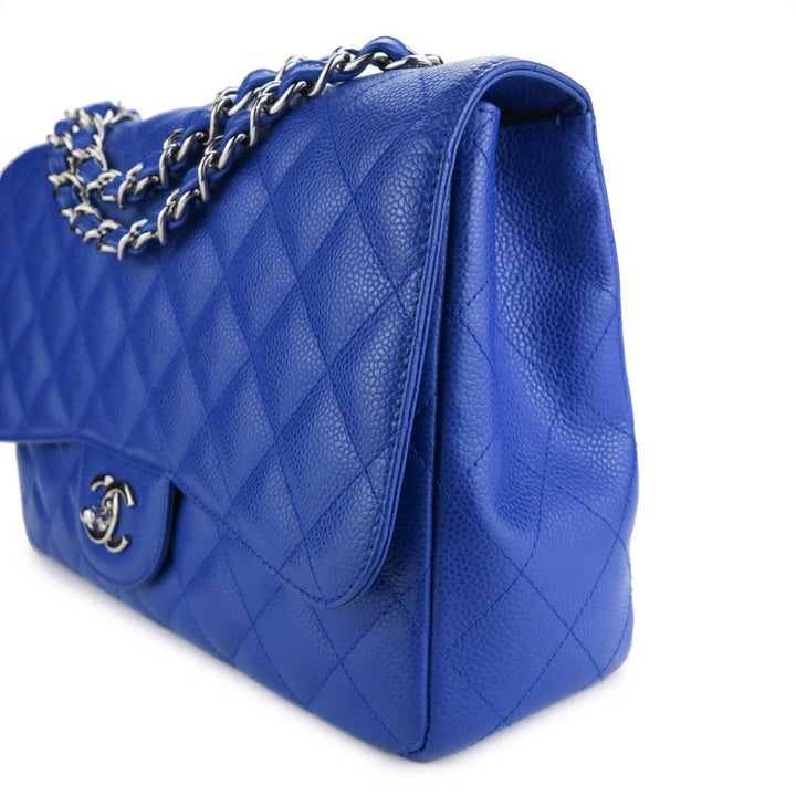 Chanel Blue Classic Jersey Jumbo Single Flap Bag Cotton ref.1035474 - Joli  Closet