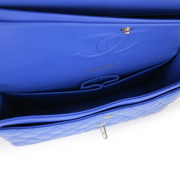 Medium Classic Double Flap Bag in Periwinkle Blue Patent Leather