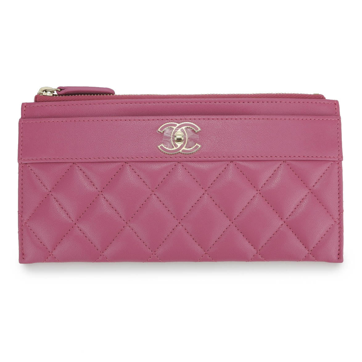 Chanel Medium Zip Long Wallet Leather Pink A80481 W15.5xH9xD2cm Free  Shipping