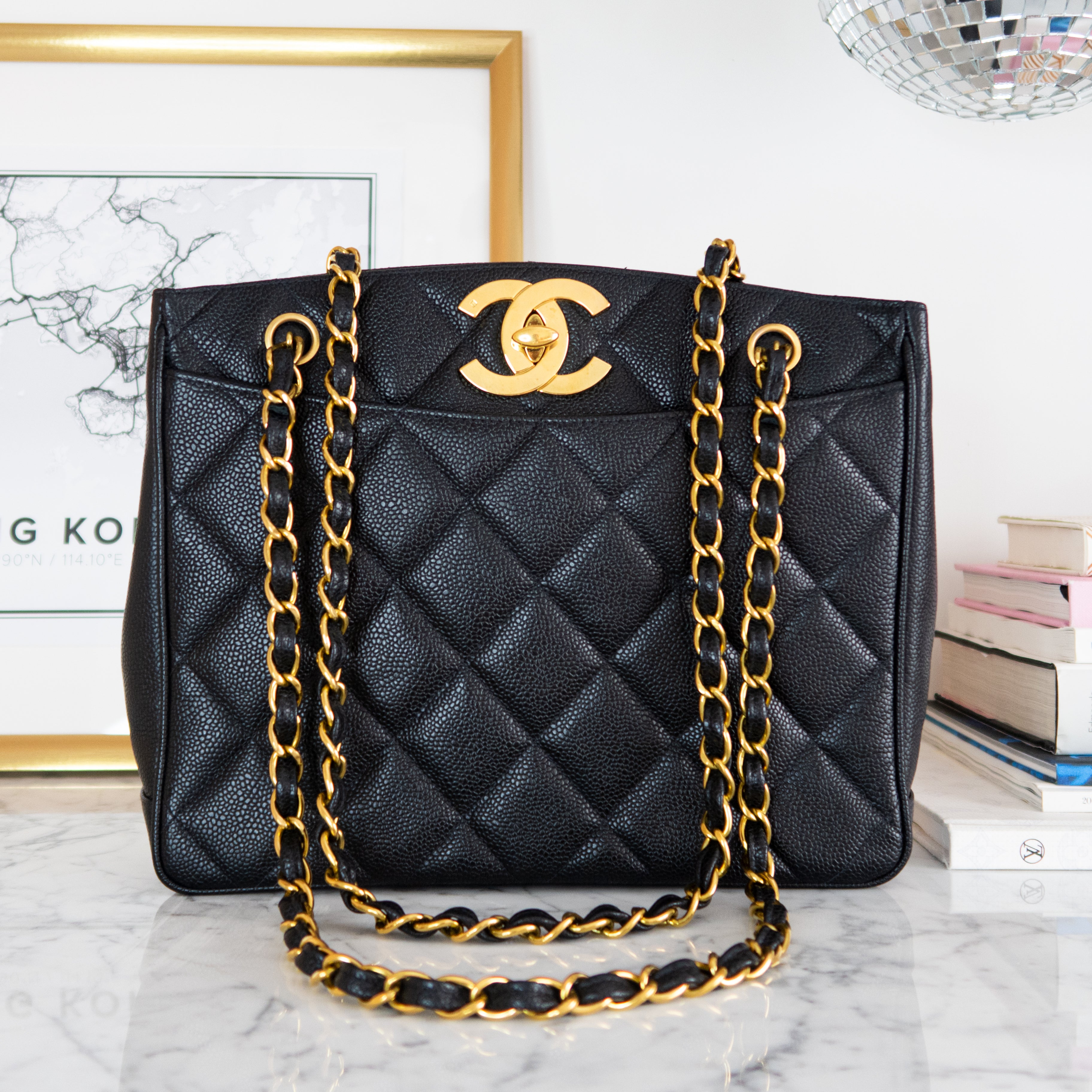 Chanel vintage caviar hot sale tote bag