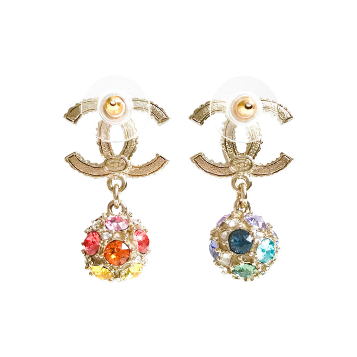 CHANEL Rainbow Crystal CC Logo Gumdrop Earrings - Dearluxe.com