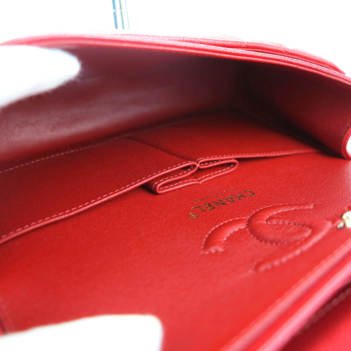 Chanel Briefcase Business Handbag Purse Red Caviar Skin France 57061