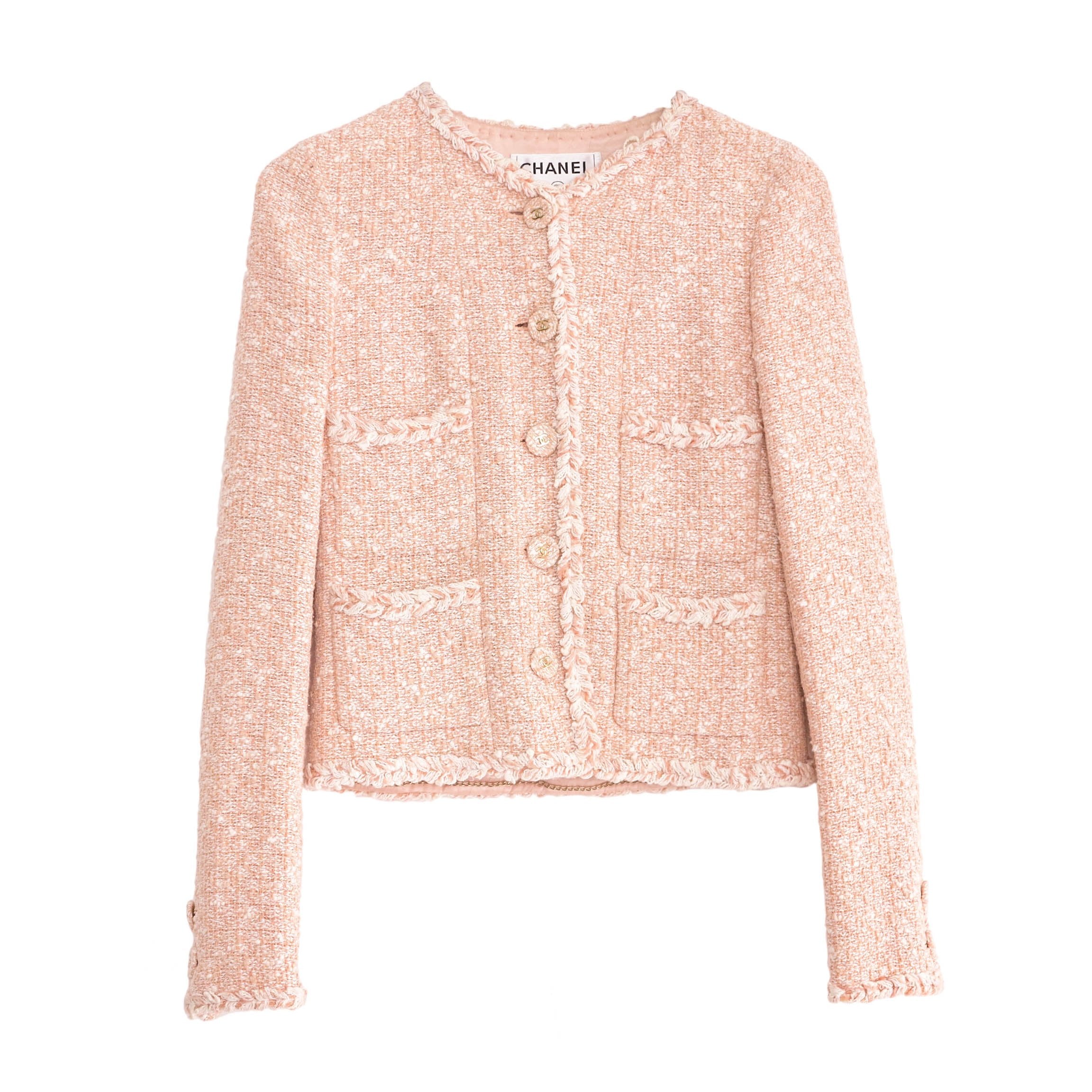CHANEL Classic Pink Tweed Jacket size 34