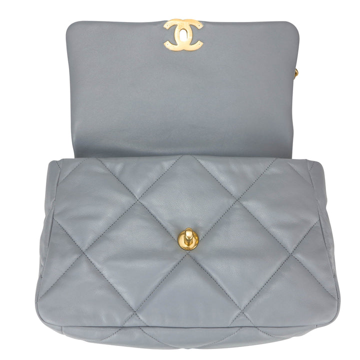Lambskin Quilted Medium Chanel 19 Flap Grey – Luxefectly