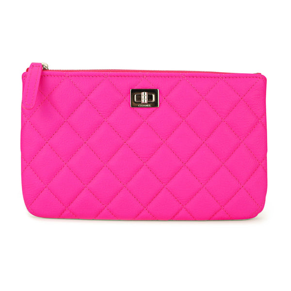 CHANEL Small O Case Pouch in Neon Pink Calfskin - Dearluxe.com