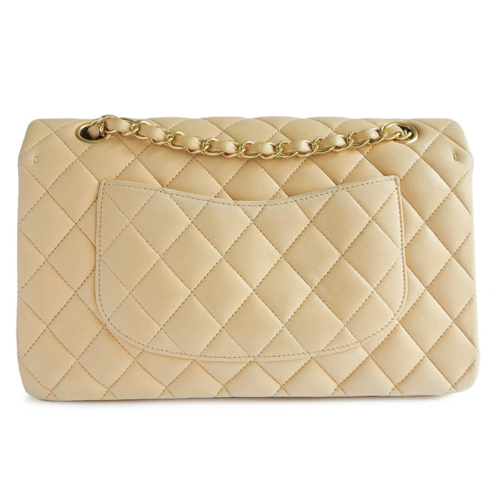 CHANEL Beige Quilted Lambskin Leather Classic Medium Double Flap Bag – Pepa  Lamarca