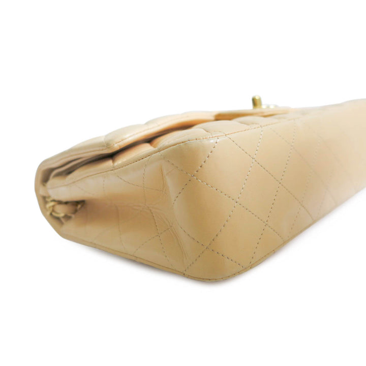 CHANEL Medium Classic Double Flap Bag in Beige Lambskin