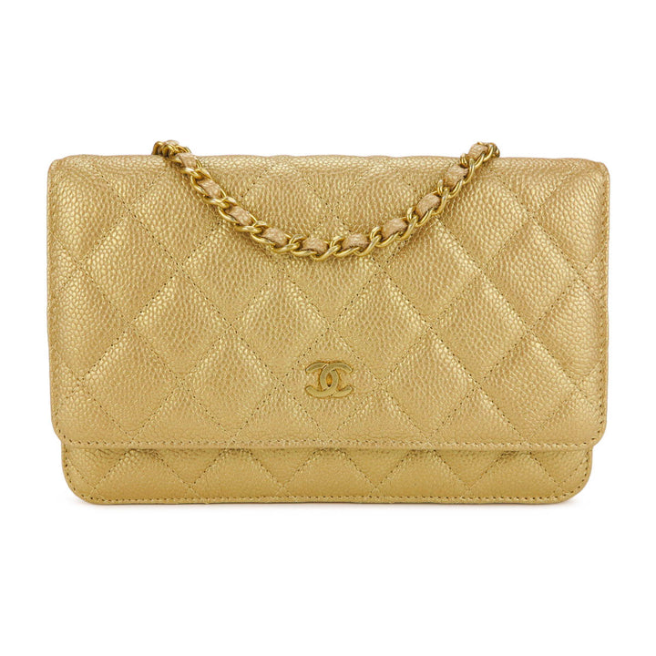 CHANEL Wallet On Chain WOC in Pearly Gold Caviar - Dearluxe.com