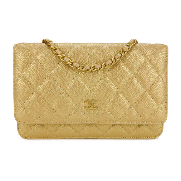 Chanel Quilted Wallet on Chain WOC Caramel Tan Lambskin Gold Hardware   Coco Approved Studio