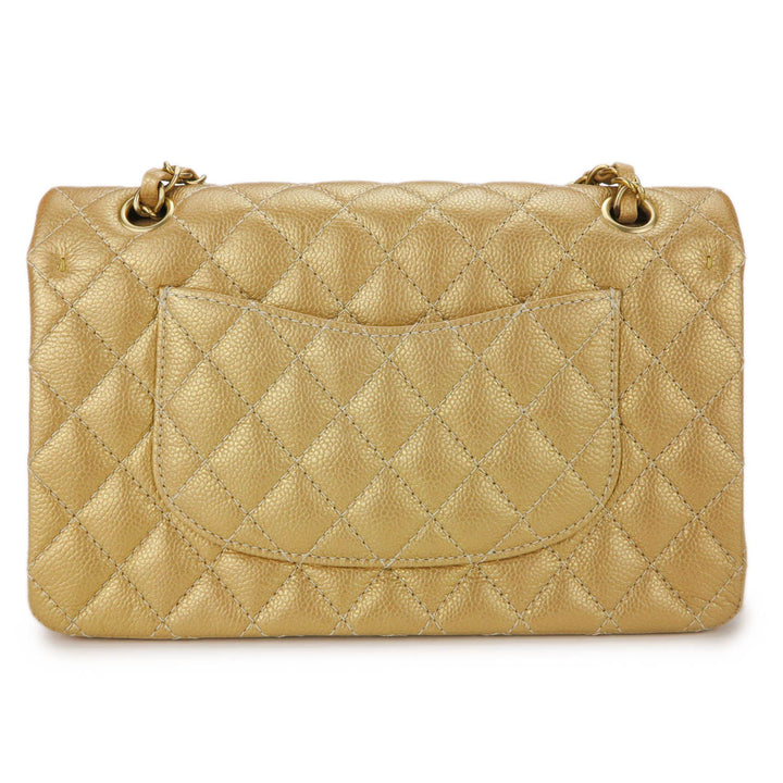 CHANEL Medium Classic Double Flap Bag in Pearly Gold Caviar - Dearluxe.com