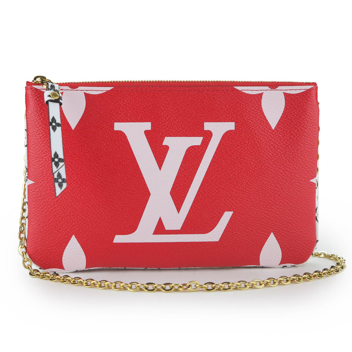 Louis Vuitton Giant Monogram Pochette Double Zip in Red and Pink - Dearluxe.com