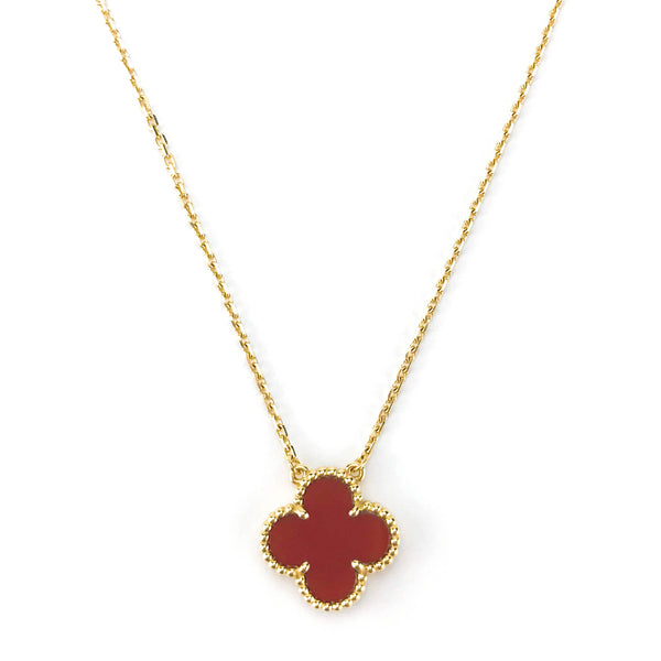Vintage Alhambra Pendant Necklace in 18k Yellow Gold Carnelian