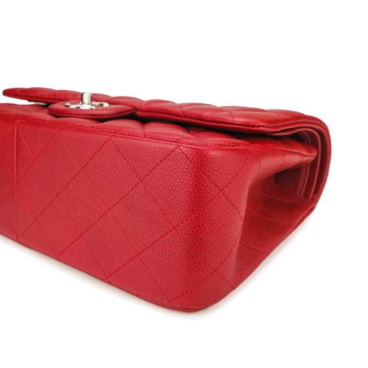 CHANEL Jumbo Classic Double Flap Bag in 11C Lipstick Red Caviar - Dearluxe.com