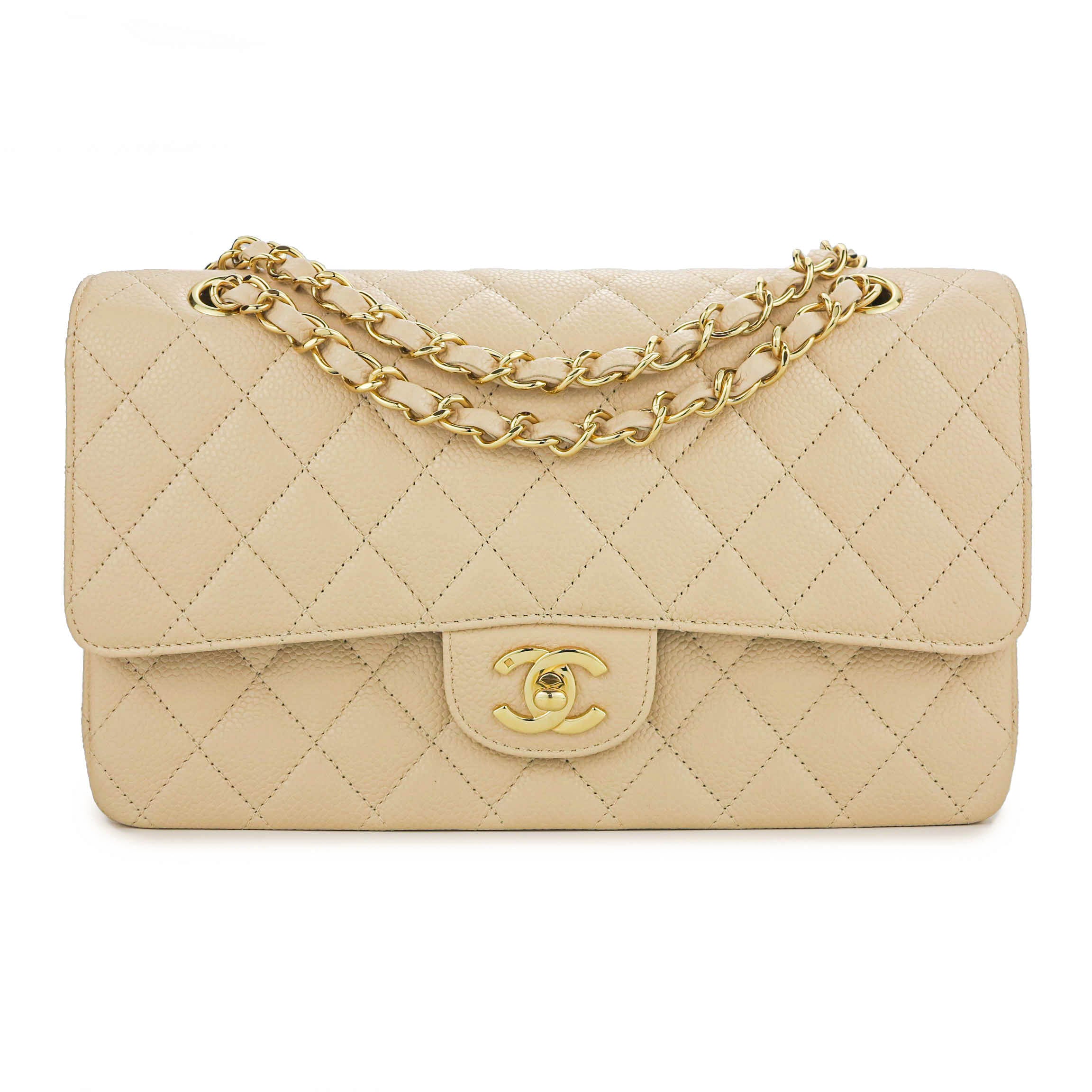 Exclusive SALE: Beige Clair Caviar Quilted Flap Bag