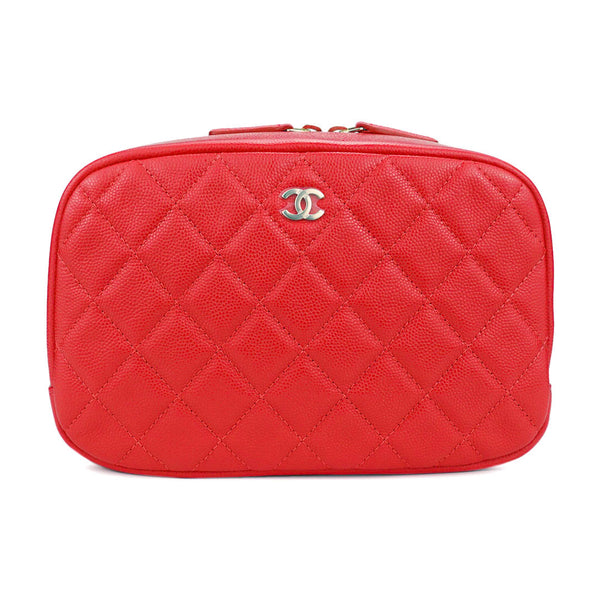 CHANEL Large Cosmetic Zipper Pouch in Red Caviar - Dearluxe.com