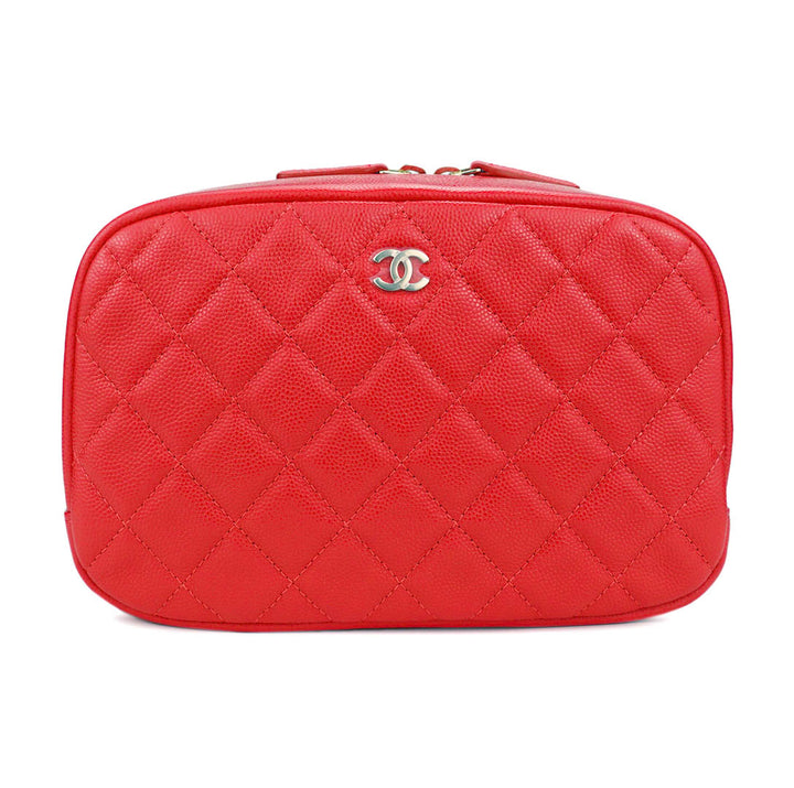 Chanel Coco Button Red Caviar Make Up Travel Bag CC-W1101P-A004