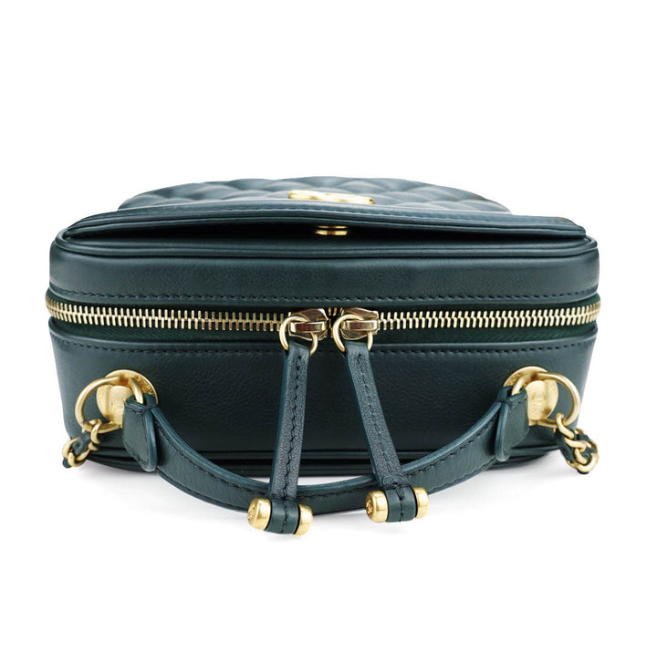 CHANEL Small CC Vanity Case Camera Bag in Dark Green Calfskin