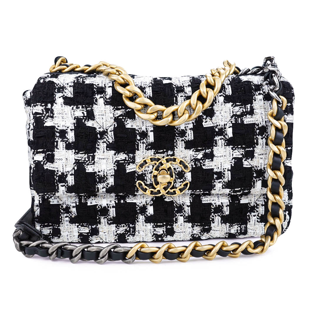 CHANEL CHANEL 19 Small Flap Bag in Ribbon Houndstooth Tweed