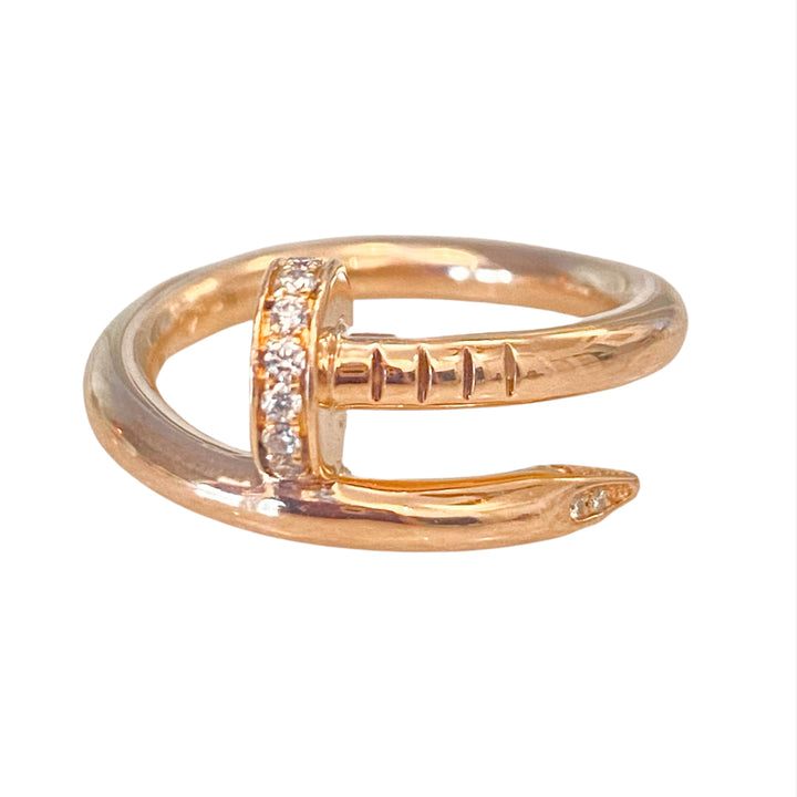 CARTIER Juste Un Clou Diamond Ring in 18k Rose Gold Sz 53 - Dearluxe.com
