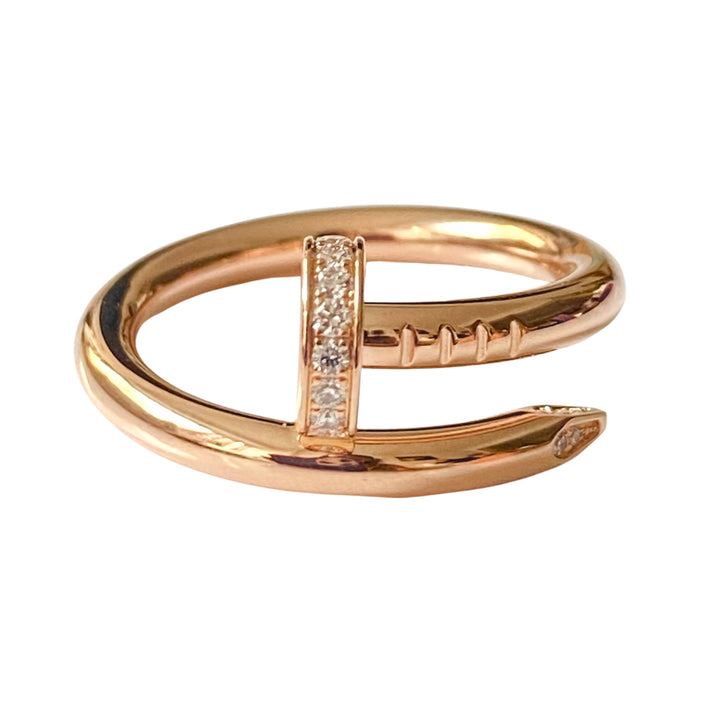 CARTIER Juste Un Clou Diamond Ring in 18k Rose Gold Sz 53 - Dearluxe.com