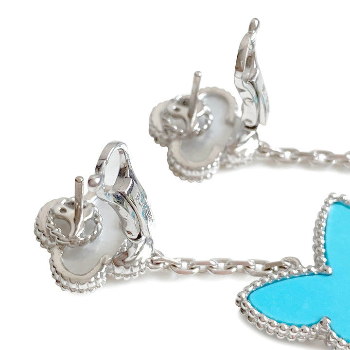 VAN CLEEF & ARPELS Lucky Alhambra Mother-of-Pearl Turquoise Butterly Dangle Earring - Dearluxe.com
