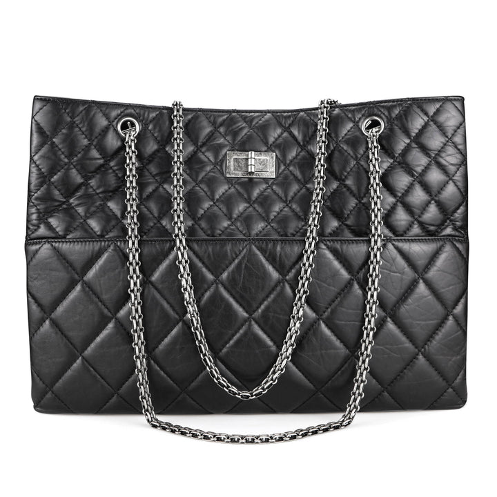 Chanel Black Quilted Aged Calfskin Leather Large Reissue Tote Chanel