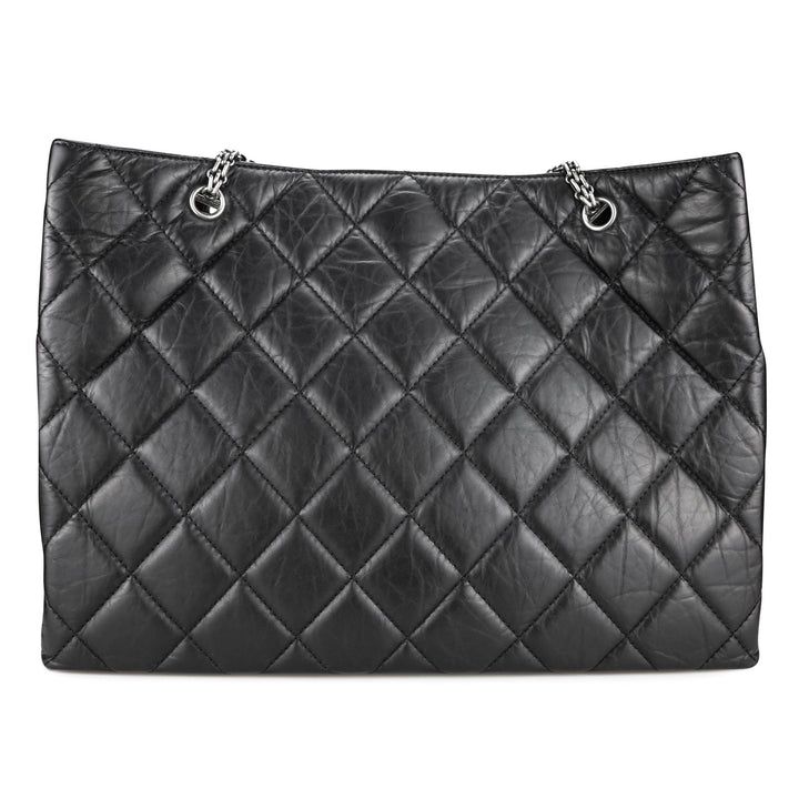 CHANEL Large 2.55 Reissue Shopping Tote in Black Aged Calfskin