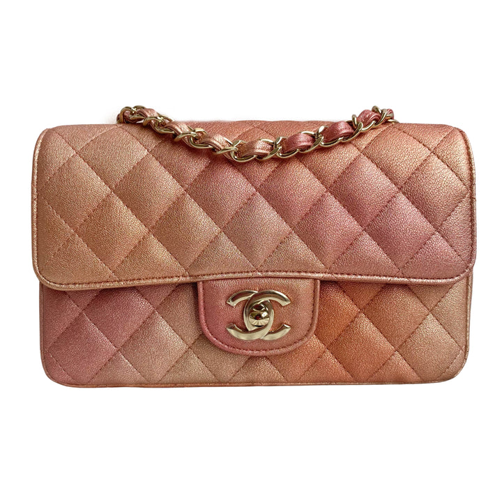 CHANEL 21S Rose Gold Lambskin Mini Rectangular Flap Bag