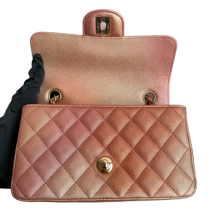 CHANEL 21S Rose Gold Lambskin Mini Rectangular Flap Bag Dearluxe