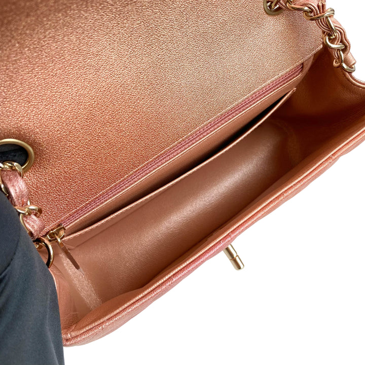 CHANEL 21S Rose Gold Lambskin Mini Rectangular Flap Bag
