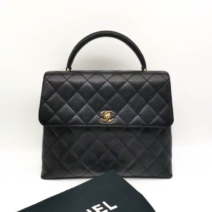 Authentic Chanel Vintage Black Caviar Classic Kelly Bag
