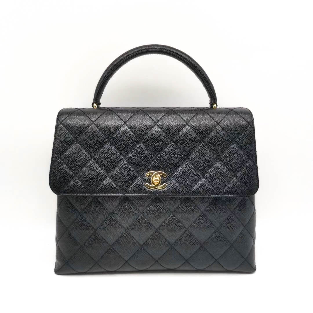 Chanel Vintage Kelly Bag in Black Caviar | Dearluxe