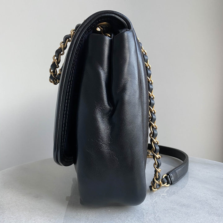 CHANEL Medium Vintage Puffy Flap Bag in Black Lambskin| Dearluxe