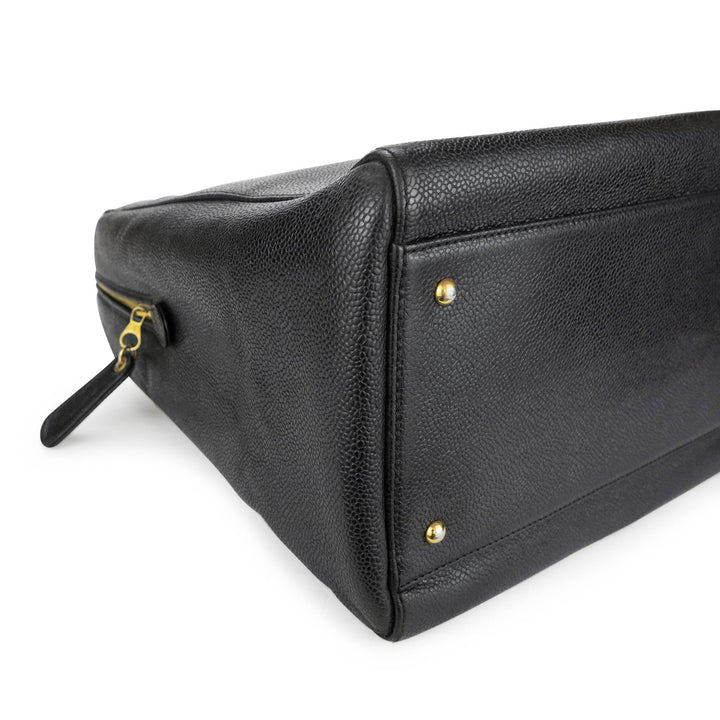 CHANEL Vintage Quilted XL Logo Shoulder Tote Bag in Black Caviar - Dearluxe.com