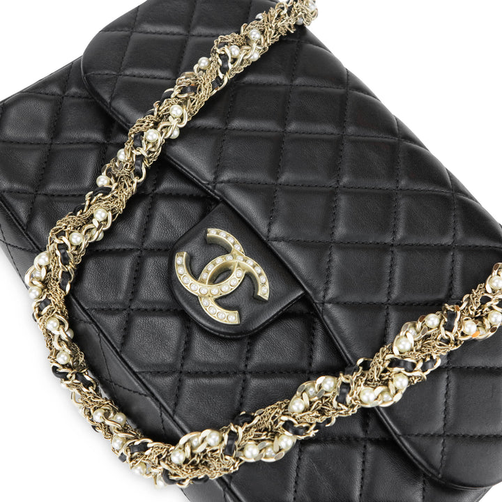 CHANEL Light Gold Python Westminster Pearls Flap Bag