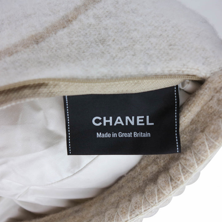 CHANEL Merino Wool Cashmere CC Pillow Cushion in Beige Off-White