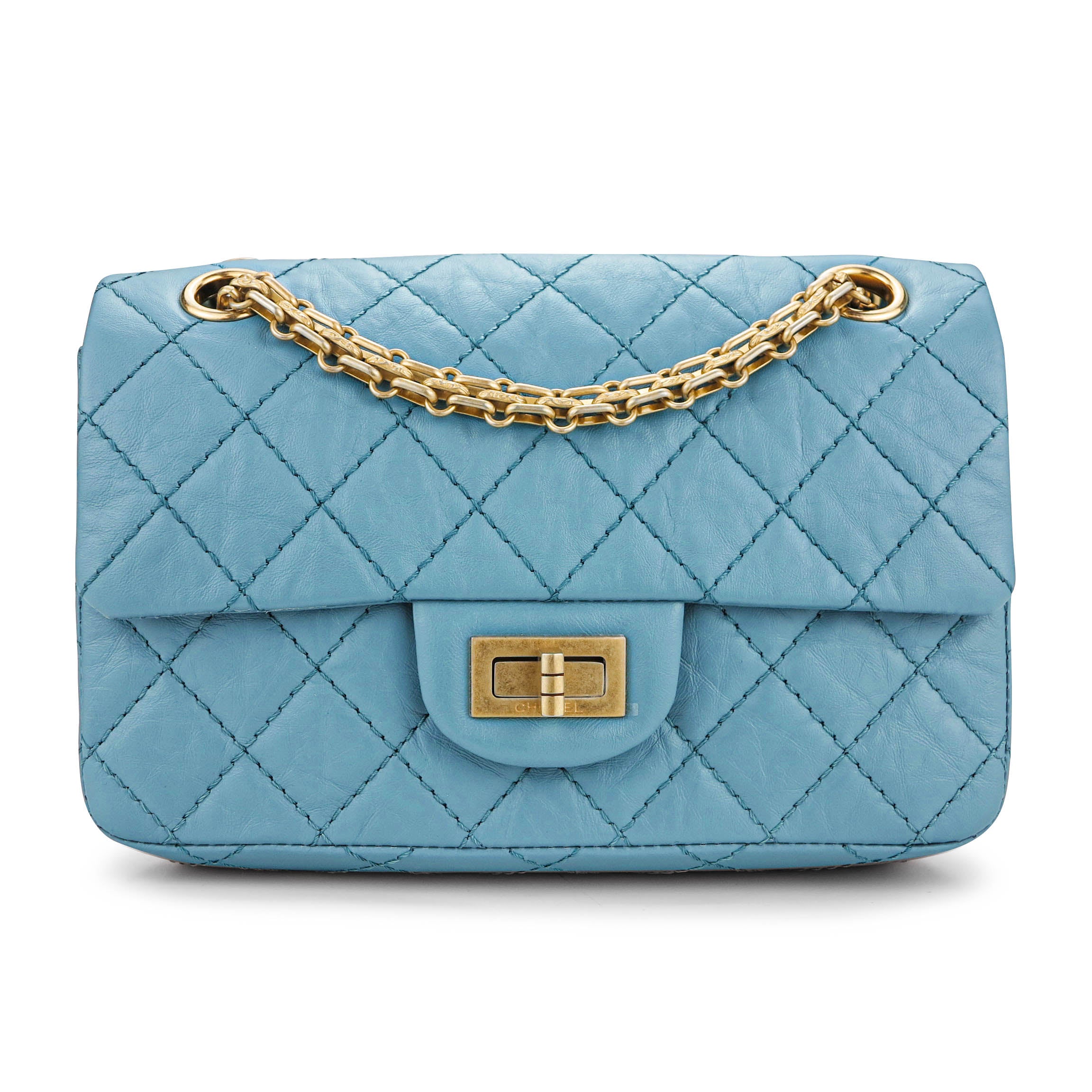Chanel Purse Blue Leather Flap - 167 For Sale on 1stDibs